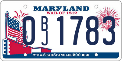 MD license plate 0BJ1783