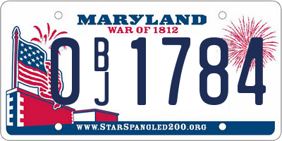 MD license plate 0BJ1784