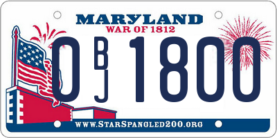 MD license plate 0BJ1800