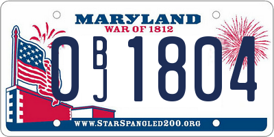MD license plate 0BJ1804