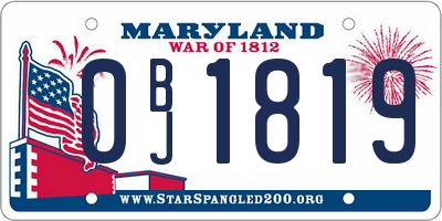 MD license plate 0BJ1819