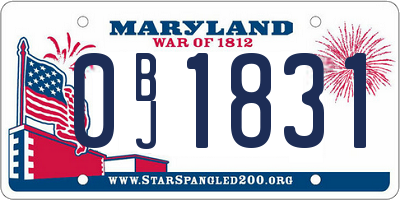 MD license plate 0BJ1831