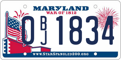 MD license plate 0BJ1834
