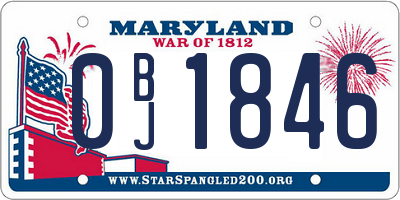 MD license plate 0BJ1846