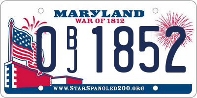 MD license plate 0BJ1852