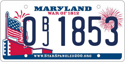 MD license plate 0BJ1853