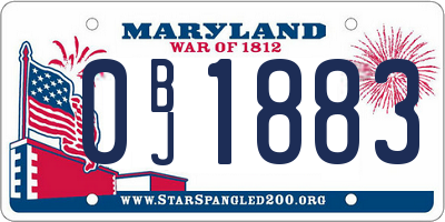 MD license plate 0BJ1883