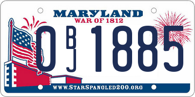 MD license plate 0BJ1885