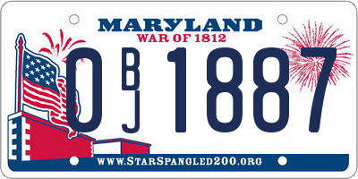 MD license plate 0BJ1887