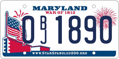 MD license plate 0BJ1890