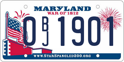 MD license plate 0BJ1901