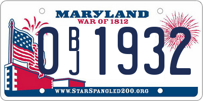 MD license plate 0BJ1932