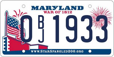 MD license plate 0BJ1933