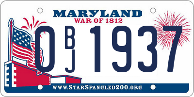 MD license plate 0BJ1937