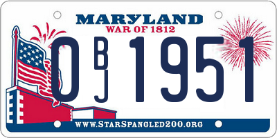 MD license plate 0BJ1951