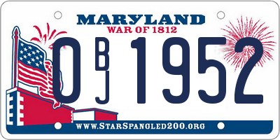 MD license plate 0BJ1952