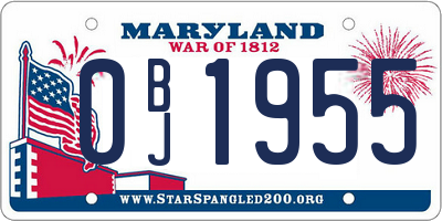MD license plate 0BJ1955