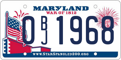 MD license plate 0BJ1968