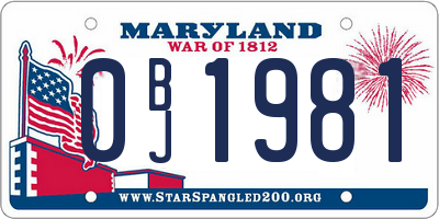 MD license plate 0BJ1981