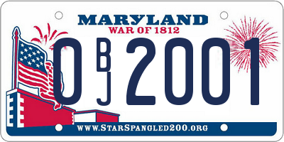 MD license plate 0BJ2001