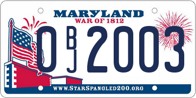MD license plate 0BJ2003