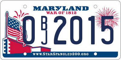 MD license plate 0BJ2015