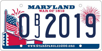 MD license plate 0BJ2019