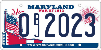MD license plate 0BJ2023