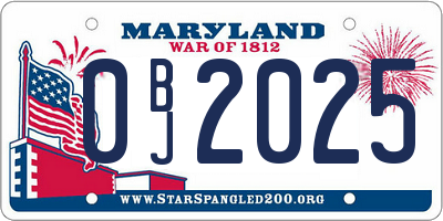 MD license plate 0BJ2025