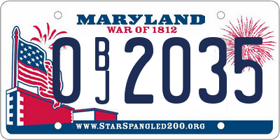 MD license plate 0BJ2035