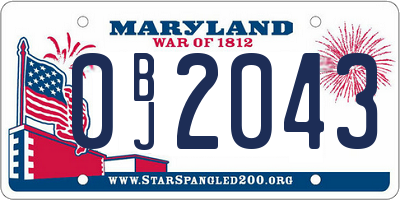 MD license plate 0BJ2043