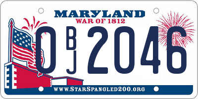 MD license plate 0BJ2046