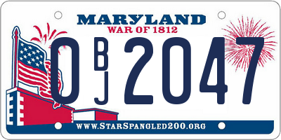MD license plate 0BJ2047