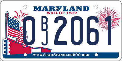MD license plate 0BJ2061