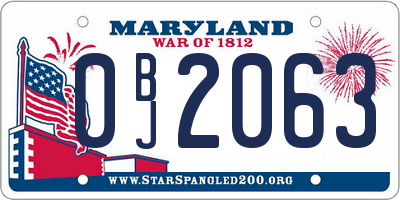 MD license plate 0BJ2063