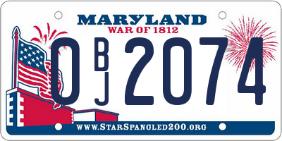MD license plate 0BJ2074