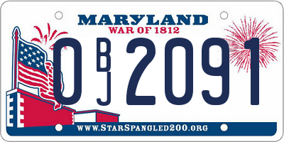 MD license plate 0BJ2091