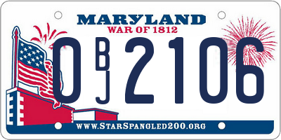 MD license plate 0BJ2106