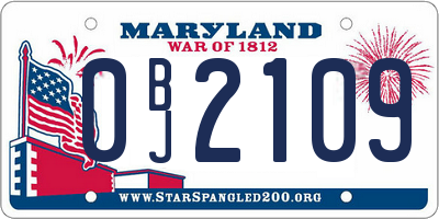 MD license plate 0BJ2109