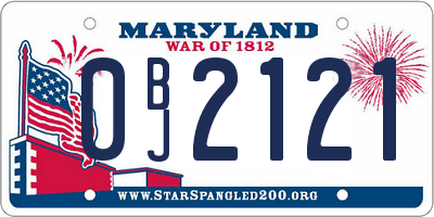 MD license plate 0BJ2121