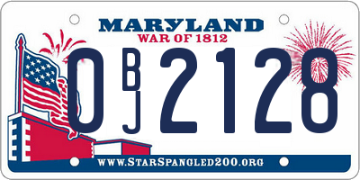 MD license plate 0BJ2128
