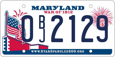 MD license plate 0BJ2129