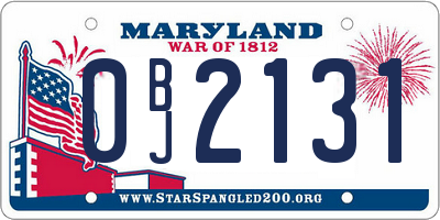 MD license plate 0BJ2131