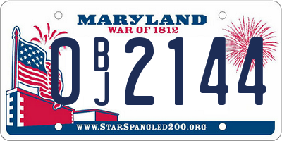 MD license plate 0BJ2144