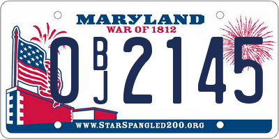 MD license plate 0BJ2145