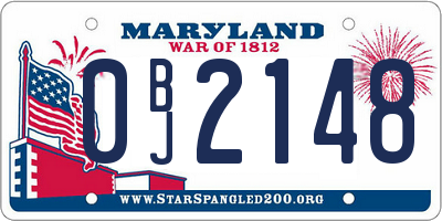 MD license plate 0BJ2148