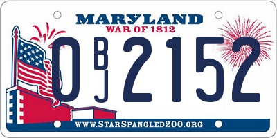 MD license plate 0BJ2152