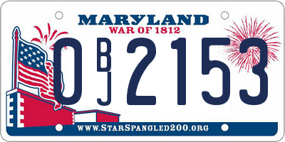 MD license plate 0BJ2153