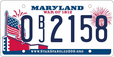 MD license plate 0BJ2158