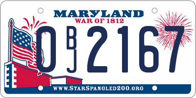 MD license plate 0BJ2167